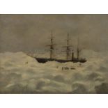 H.L. JOHNSON (BRITISH, 20TH CENTURY): R.R.S. Discovery frozen in for the winter off Hut Point,