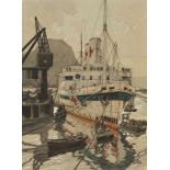 § δ FRED J. GIRLING (BRITISH, 1900-1982); A hospital ship in dock & another of Sheffield
