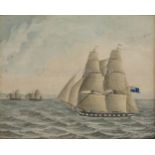 OFFICER SCHOOL, EARLY 19TH CENTURY: H.M.S. 'Echo' chasing two French privateers off Dieppe, 1812