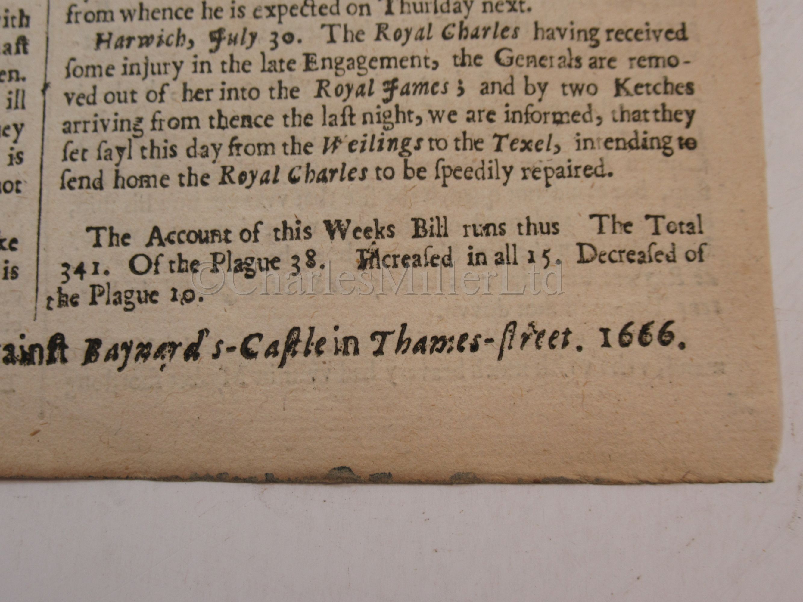 THE LONDON GAZETTE: AN ACCOUNT OF THE ST JAMES'S DAY BATTLE / BATTLE OF ORFORDNESS, 4TH AUGUST 1666 - Image 5 of 5