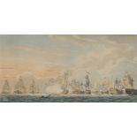 ROBERT CLEVELEY (BRITISH, 1747-1809); The Battle of Cape St. Vincent, a pair of watercolours