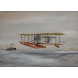 § δ NORMAN WILKINSON (BRITISH, 1878-1971): R.N.A.S. Bat sea plane, Dover