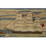 A LARGE AND EXCEPTIONALLY FINE SAILOR'S WOOLWORK PICTURE, CIRCA 1880