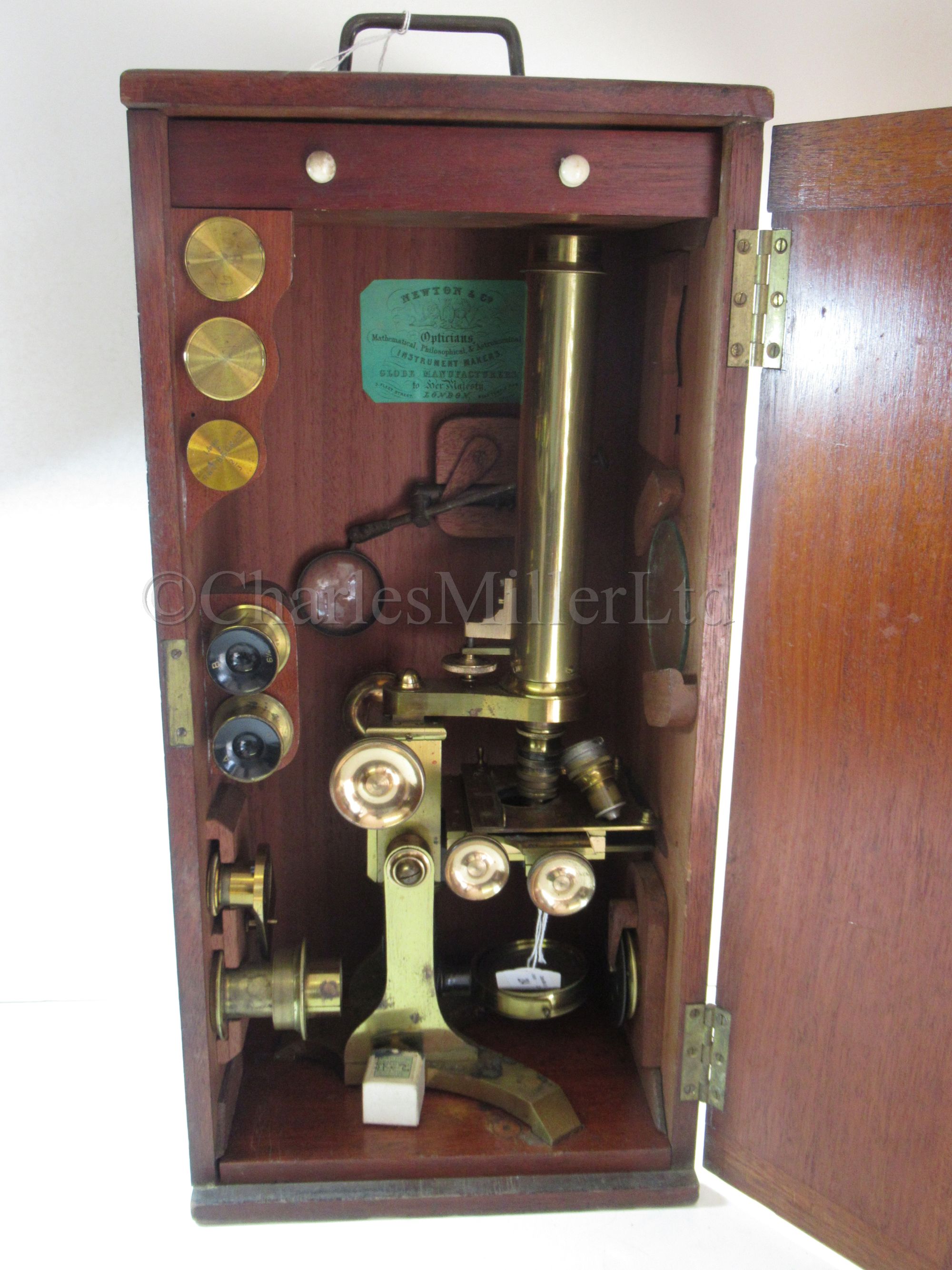 A COMPOUND MONOCULAR MICROSCOPE BY NEWTON & CO., LONDON, CIRCA 1865 the ...