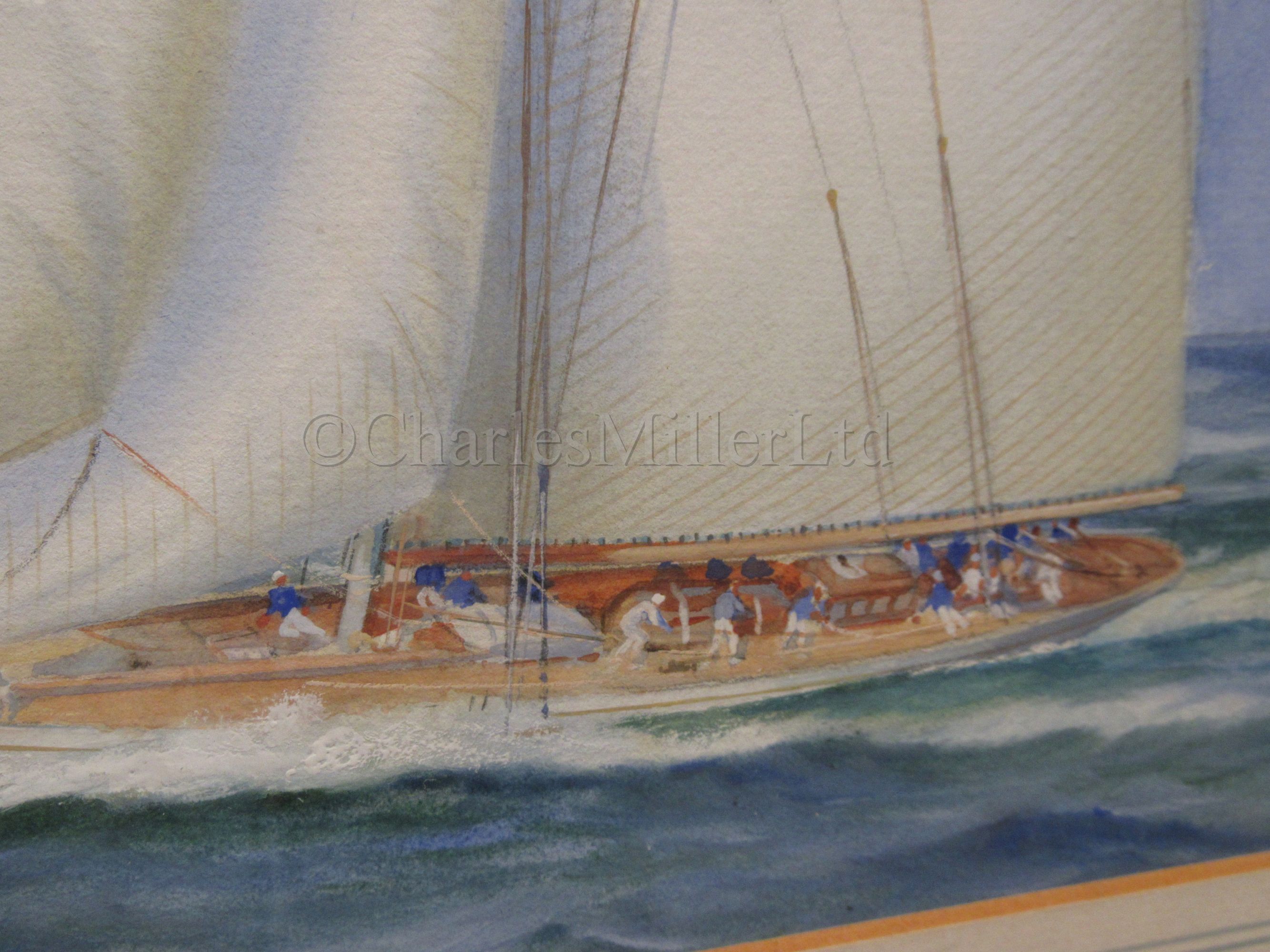 ARTHUR CHIDLEY (BRITISH, EARLY 20TH CENTURY): The Camper & Nicholson sailing yacht 'Candida', circa - Image 5 of 5