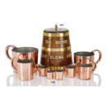 A COMPLETE SET OF ROYAL NAVY COPPER RUM/GROG MEASURES, 20TH CENTURY