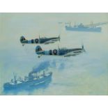 § δ BRIAN WITHAMS (BRITISH, BORN 1932): Spitfires on patrol