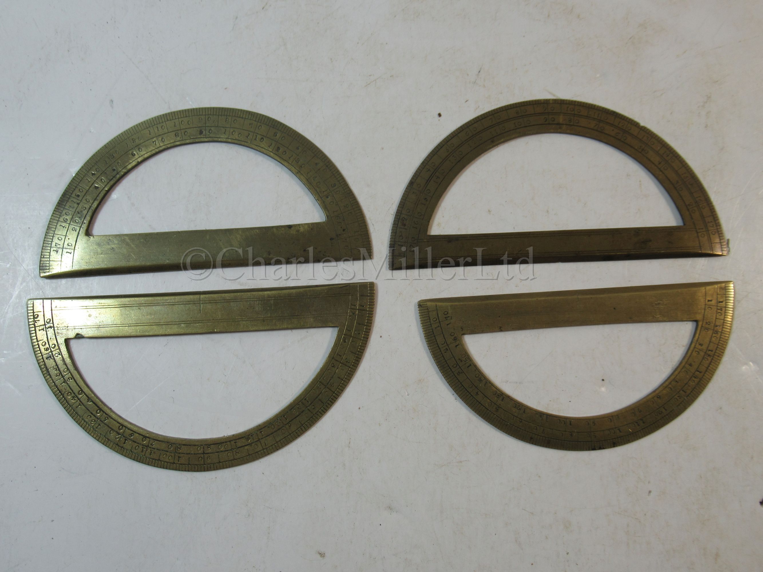 Ø A FOLDING IVORY AND BRASS SECTOR BY ADAMS, LONDON, CIRCA 1790 & 4 protractors - Image 7 of 9