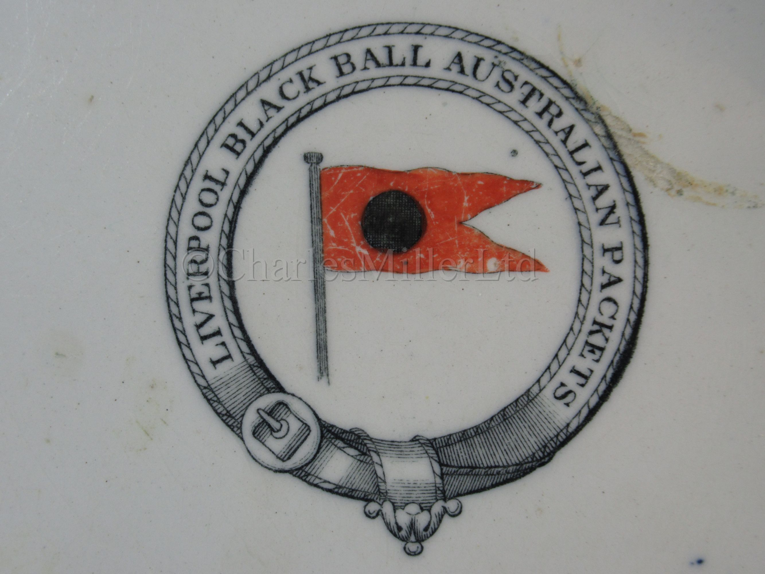 A RARE STONEWARE PLATE FROM THE LIVERPOOL-AUSTRALIA BLACK BALL LINE, CIRCA 1860 - Image 3 of 6