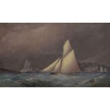GEORGE SULLIVAN (BRITISH, 19TH CENTURY) A cutter yacht off Cowes Castle, Isle of Wight