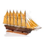 AN ATTRACTIVE SAILORWORK MODEL OF THE FAMOUS SIX-MASTED SCHOONER WYOMING, EARLY 20TH CENTURY