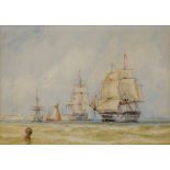 ATTRIBUTED TO WILLIAM CALCOTT KNELL (BRITISH, 1830–1880): Second Rates of the Royal Navy off