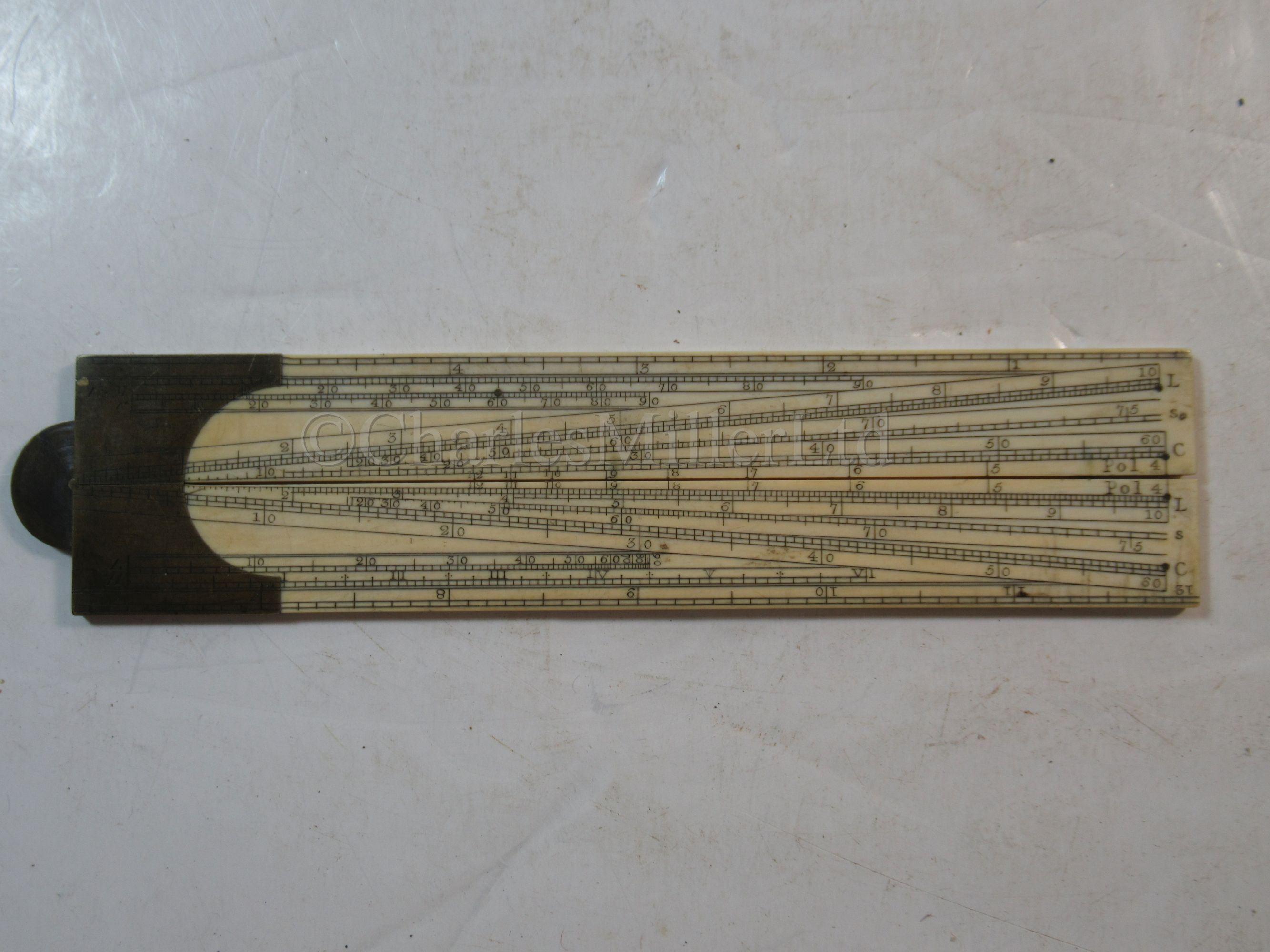 Ø A FOLDING IVORY AND BRASS SECTOR BY ADAMS, LONDON, CIRCA 1790 & 4 protractors - Image 5 of 9