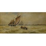 THOMAS BUSH HARDY (BRITISH, 1842-1897) - Deal and Calais fishing boats off Calais