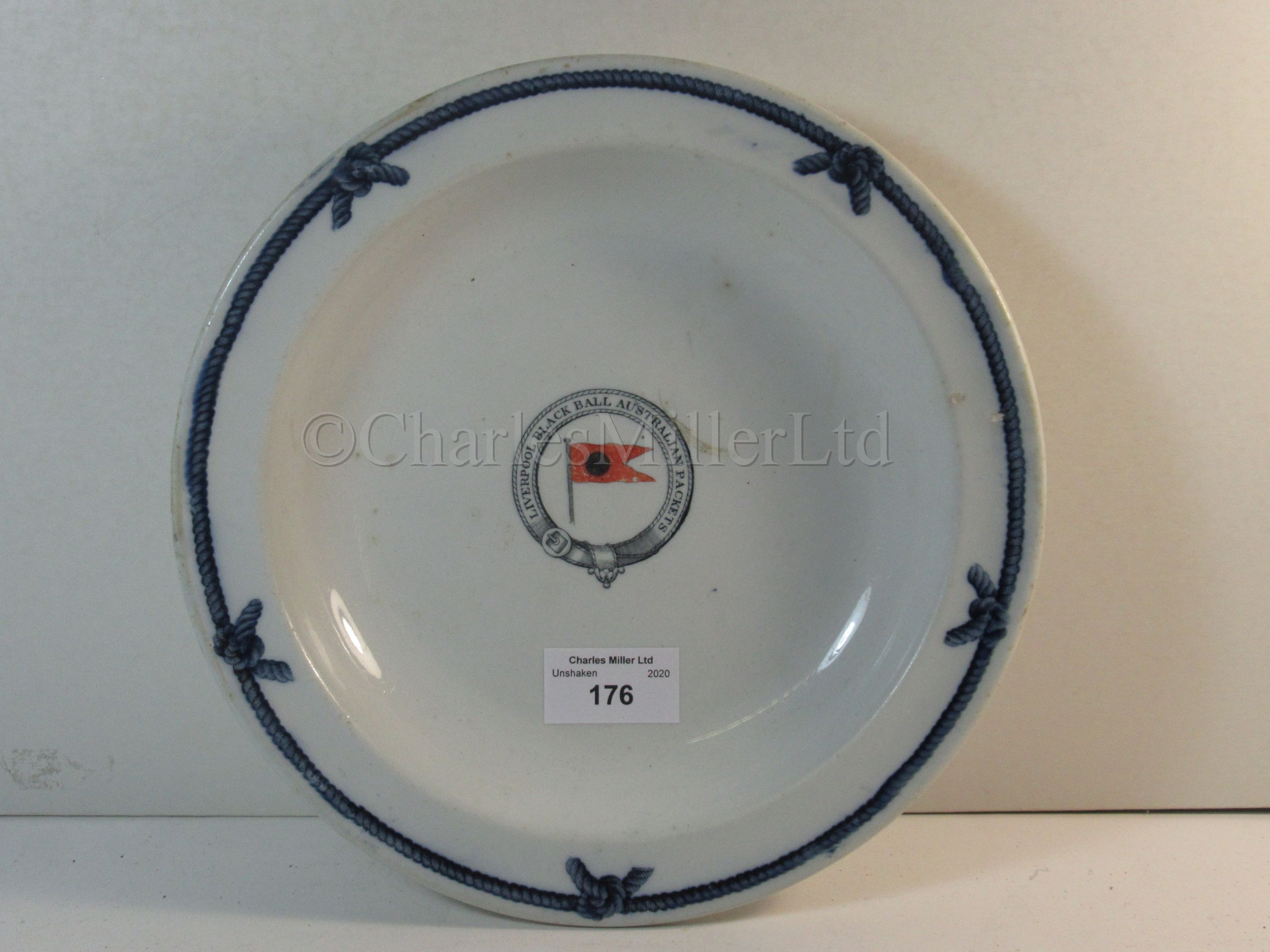 A RARE STONEWARE PLATE FROM THE LIVERPOOL-AUSTRALIA BLACK BALL LINE, CIRCA 1860 - Image 2 of 6