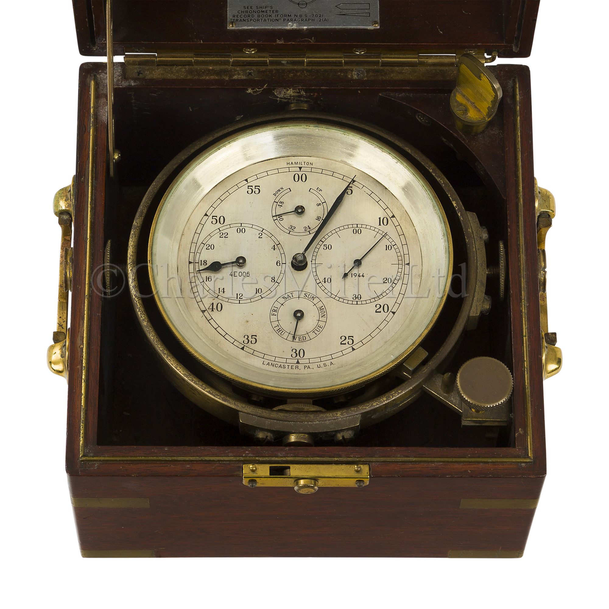 A RARE HAMILTON MODEL 221 4-ORBIT TWO-DAY MARINE CHRONOMETER, 1944 the