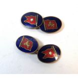 A pair of Cunard White Star Line enamelled cufflinks, circa 1936