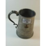 A Cunard souvenir pewter tankard, from R.M.S. 'Queen Mary'