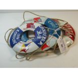 A P&O Line set of three souvenir life belts, from 'Chusan', 'Iberia', 'Canberra'