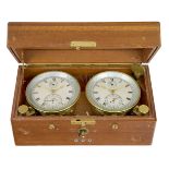 A RARE TWO-DAY DOUBLE MARINE CHRONOMETER SET BY GUB GLASHÜTTE, CIRCA 1960