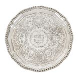 AN HISTORICALLY INTERESTING SILVER SALVER PRESENTED TO CAPTAIN EDWARD INGLELFIELD, 1857