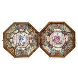 A RARE AMERICAN DOUBLE SHELLWORK VALENTINE WITH SAILOR'S WATERCOLOUR INSERTS, CIRCA 1840