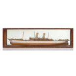 A SMALL MIRROR-BACKED HALF MODEL OF THE CANADIAN PACIFIC LINER EMPRESS OF JAPAN, AS FITTED AS AN