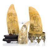 Ø A SCRIMSHAW DECORATED WHALE'S TOOTH