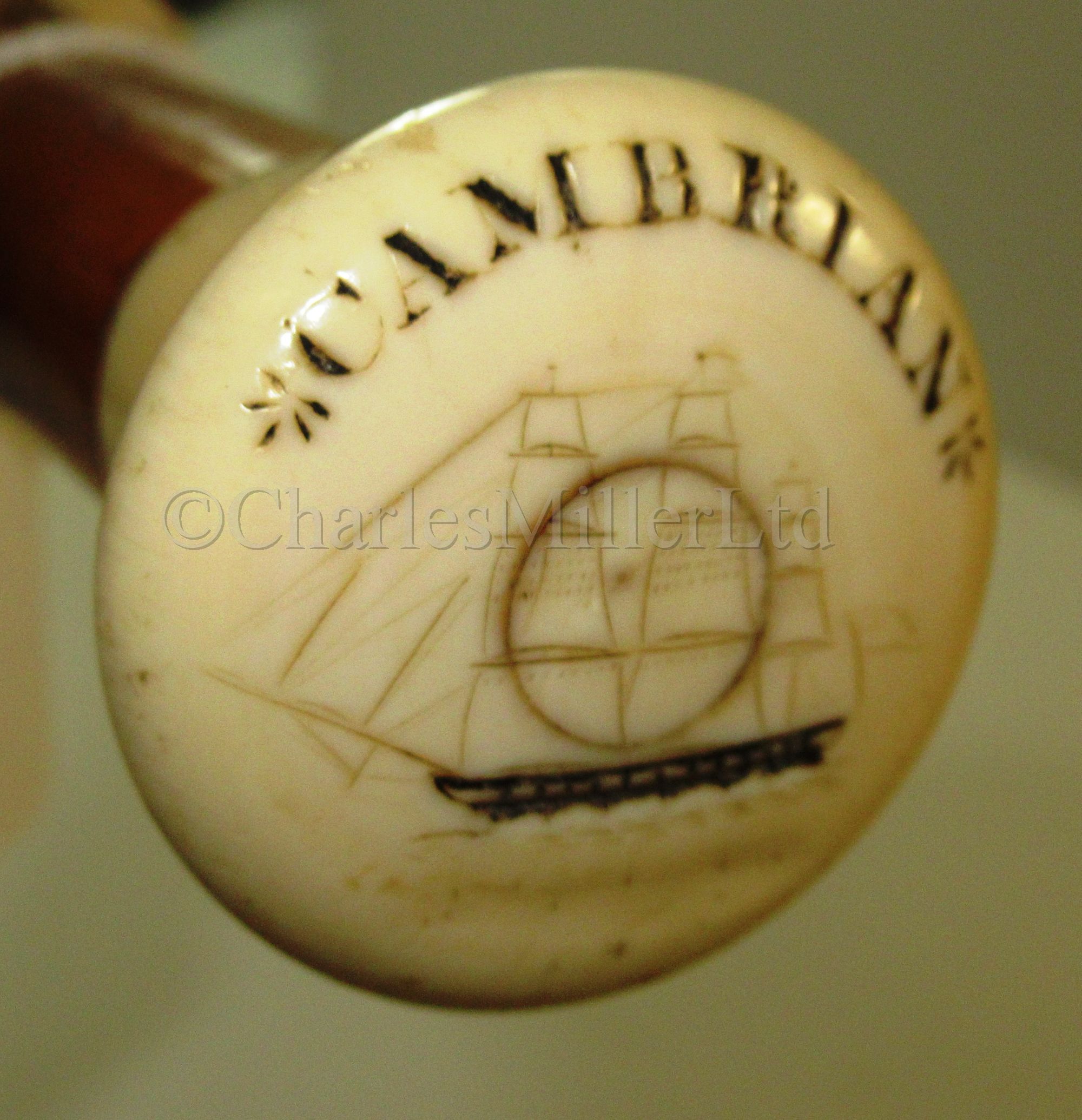 Ø A 19TH CENTURY MALACCA AND MARINE IVORY WALKING STICK COMMEMORATING THE WHALER CAMBRIAN - Image 2 of 4