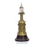 A NOVELTY BRASS AND GLASS LIGHTHOUSE CLOCK, PROBABLY FRENCH, CIRCA 1880