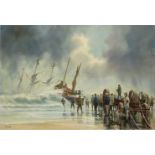 ? GEOFFREY HUBAND (BRITISH, B. 1945): Launching the lifeboat