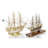 Ø AN EARLY 19TH CENTURY FRENCH PRISONER-OF-WAR SHIP MODEL WITH LATER RESTORATIONS