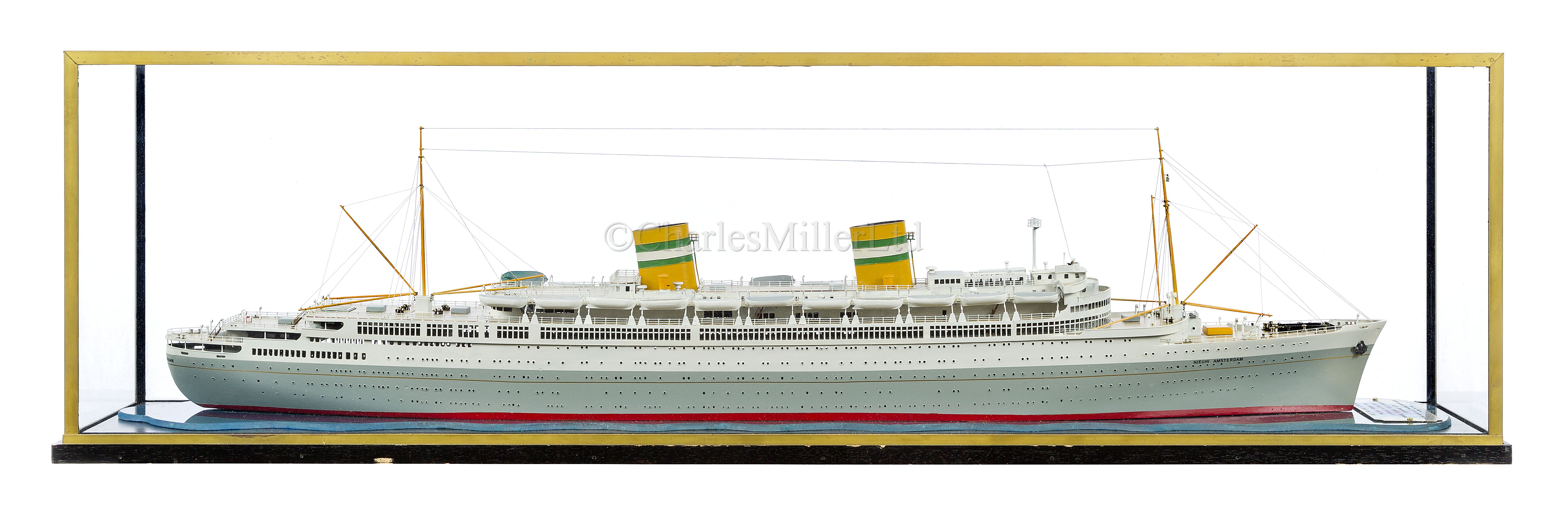 A GOOD TRAVEL AGENT'S WATERLINE MODEL OF THE HOLLAND-AMERICA LINE LINER NIEUW AMSTERDAM (1937),