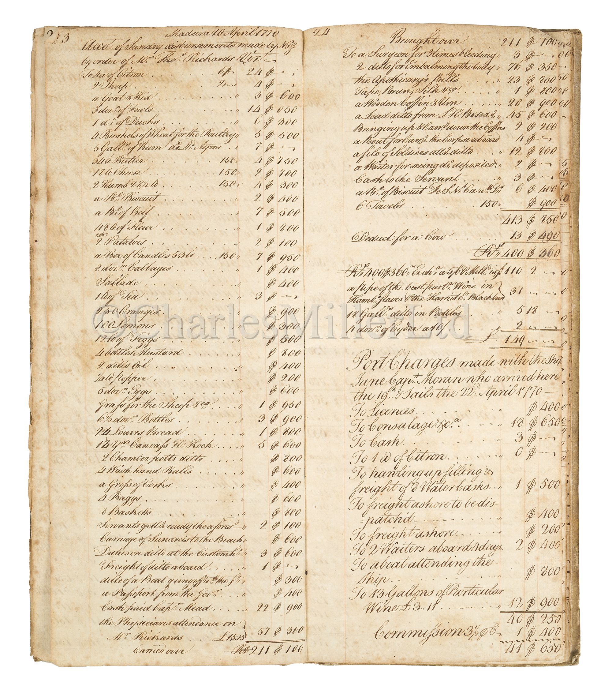 AN 18TH CENTURY PORT CHARGE BOOK FOR MADEIRA - Image 2 of 2