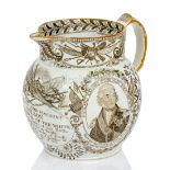 A 19TH CENTURY NELSON COMMEMORATIVE PEARLWARE JUG