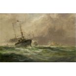 ERNEST WILLIAM LARA (BRITISH, 1870-1940) : H.M.S. 'Birmingham' Sinking 'U-15' in the North Sea,