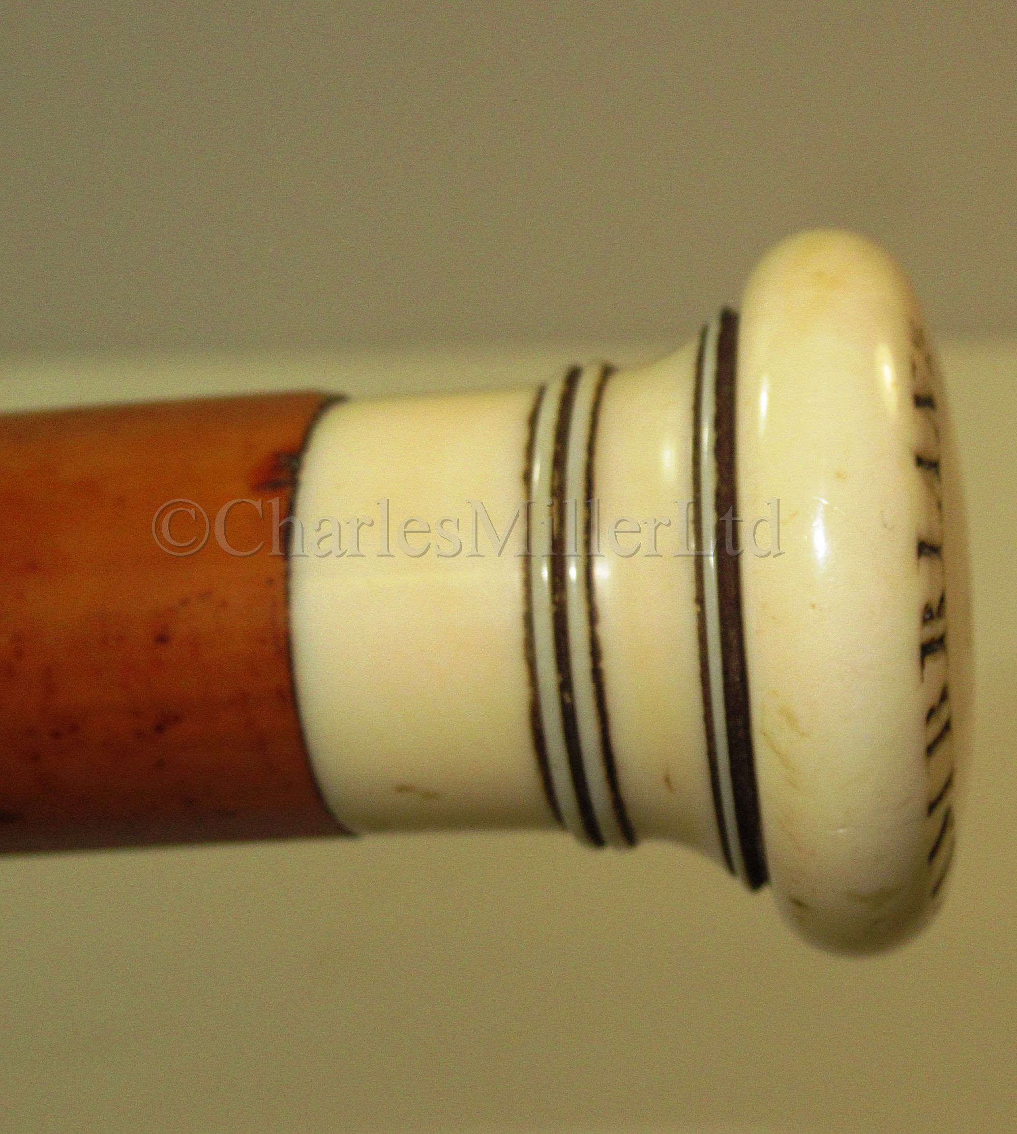Ø A 19TH CENTURY MALACCA AND MARINE IVORY WALKING STICK COMMEMORATING THE WHALER CAMBRIAN - Image 4 of 4
