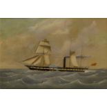 ENGLISH SCHOOL, CIRCA 1840 : Study of the General Steam Navigation Co. paddle steamer 'Clarence'