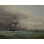 JOSEPH WALTER (BRITISH, 1783–1856): Naval shipping off Portsmouth