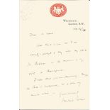 Herbert Albert Laurens Fisher handwritten letter 1918 on Board of Education letterhead. He was an