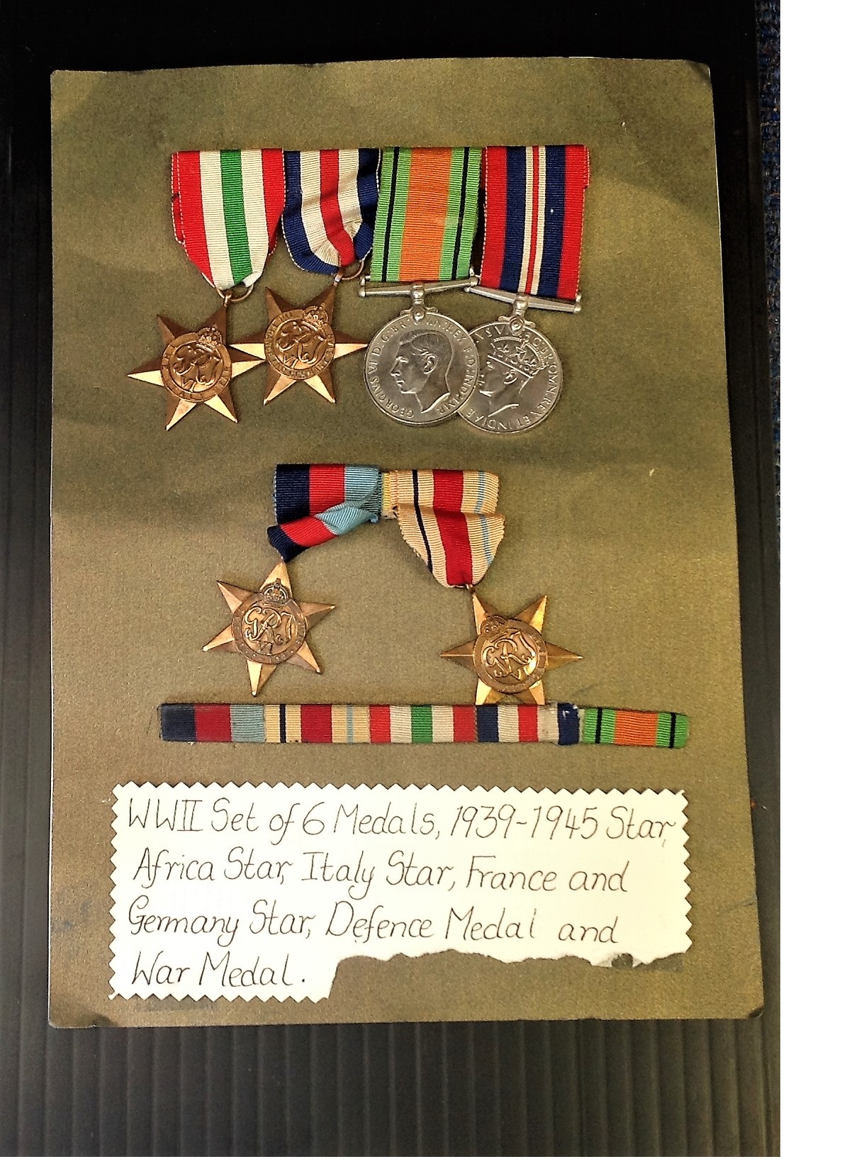 World War Two collection of 6 medals 1939-1945 includes Star Africa, Star Italy, Star France,