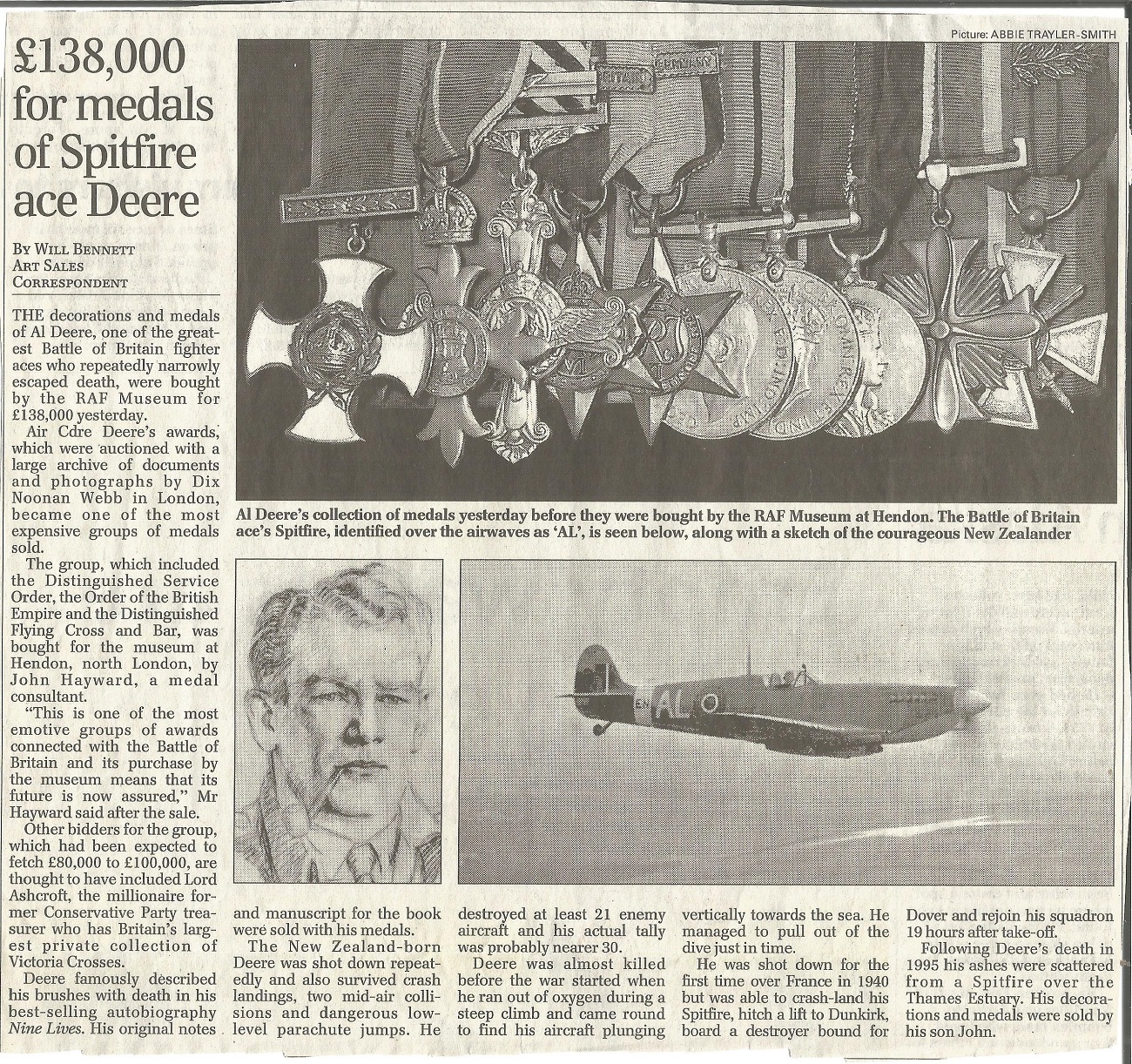 Alan Deere Battle of Britain hand written letter regarding BOB museum with press article on the dale - Image 3 of 3