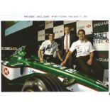 Formula 1 Jaguar Motor Racing 2003 team 12 x 8 photo of two drivers and owner with car signed by