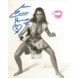 Caroline Munro James Bond Actress signed 10 x 8 b/w photo with lipstick kiss from her on the