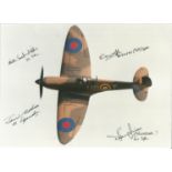 Battle of Britain pilots signed 10 x 8 Spitfire photo Mike Cooper Slipper, Dennis Adams, E Wolfe,