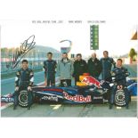 Formula 1 Red Bull Motor Racing 2007 team 12 x 8 photo with team and car signed by Mark Webber and