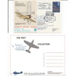 WW2 ace Leslie Colquhoun DFC GM DFM signed Mosquito Aircraft Museum cover and back of colour