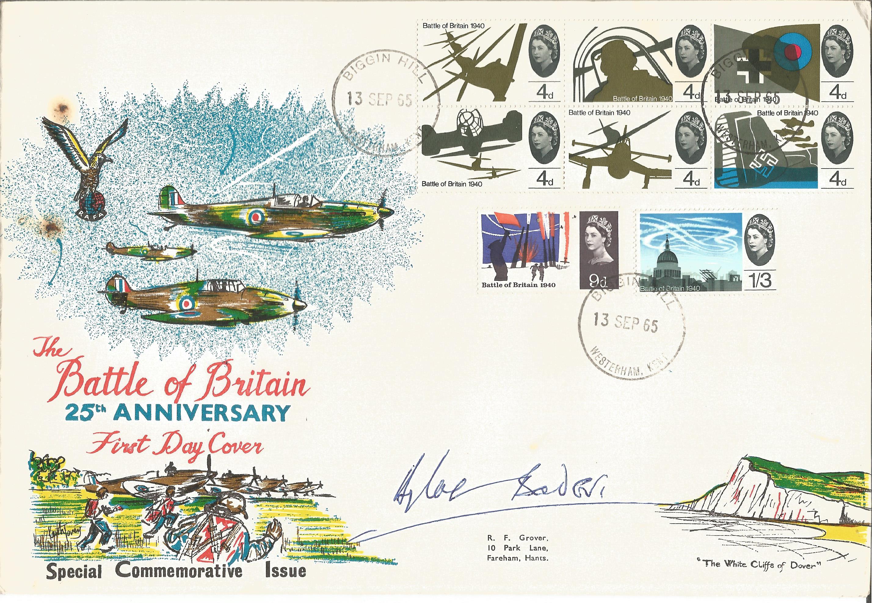 Douglas Bader DSO DFC WW2 famous fighter ace signed rare 1965 Battle of Britain FDC with scarce