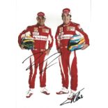 Formula 1 Motor Racing Ferrari 2010 Felipe Massa and Fernando Alonso signed 12 x 8 colour photo of