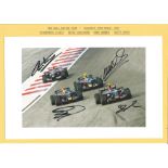 Formula 1 Toro Rosso Motor Racing 2007 team 9 x 8 photo of the four cars on the track signed by Mark
